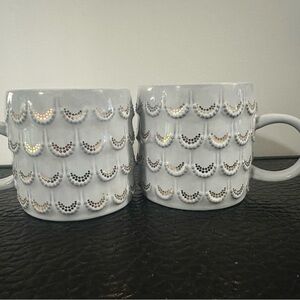 Starbucks White and Gold Mugs